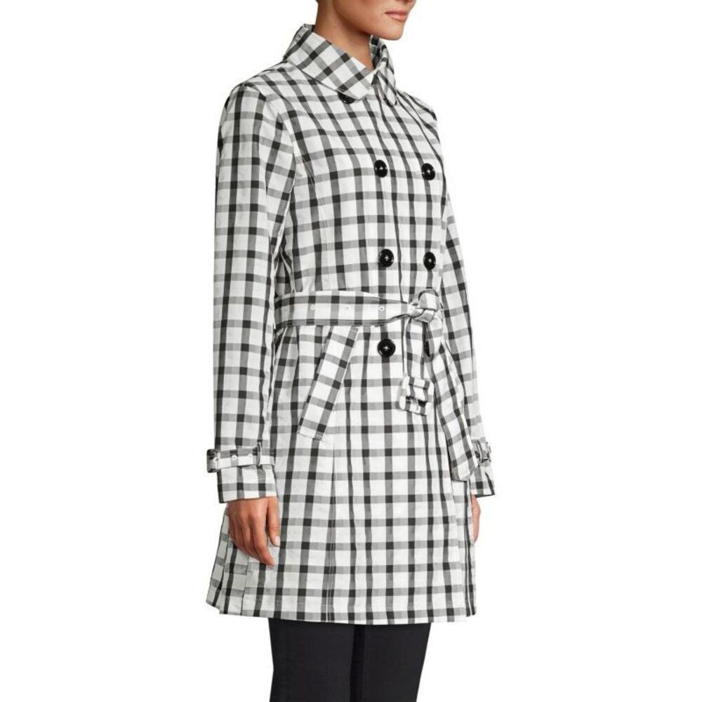 Jane Post $495 Vichy Check Double Breasted Trench Coat Women’s Medium NEW - Picture 5 of 13